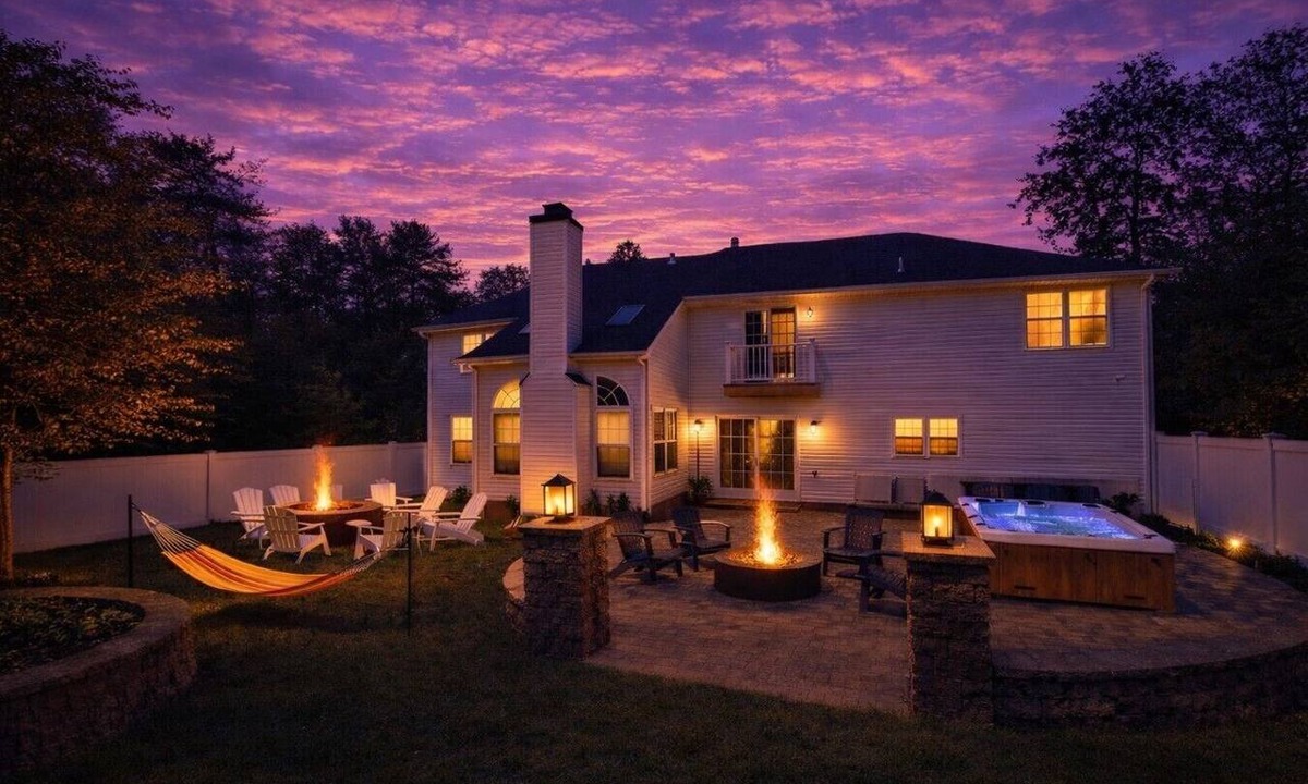 East Stroudsburg House | Backyard Oasis 5BR Hot Tub 2 Fire Pits Game Room