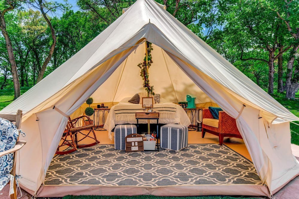 St Croix Falls RV Rental | Charming Tent with Fire Fit and Barbecue in Saint Croix Falls, Wisconsin