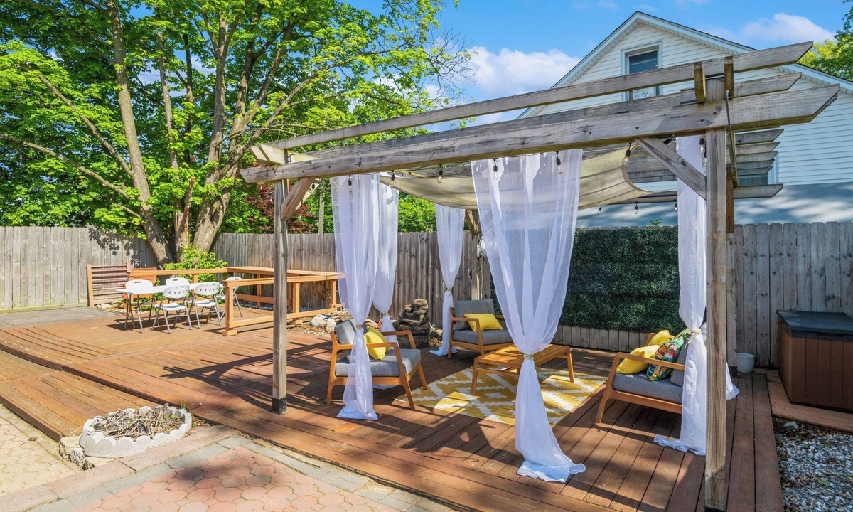 Peekskill Apartment | Stylish Hudson Valley Gem with Pergola Lounge