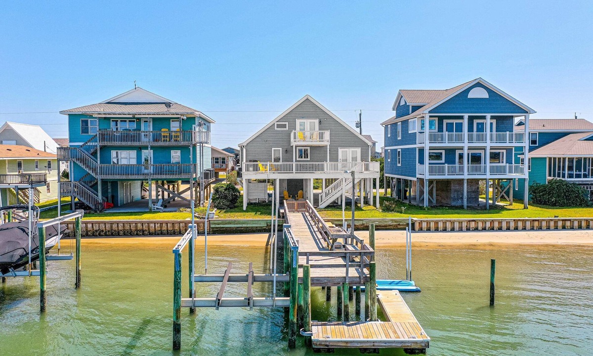 Topsail Beach House | Topsail Beach Waterfront Home with Private Dock & Breathtaking Views!