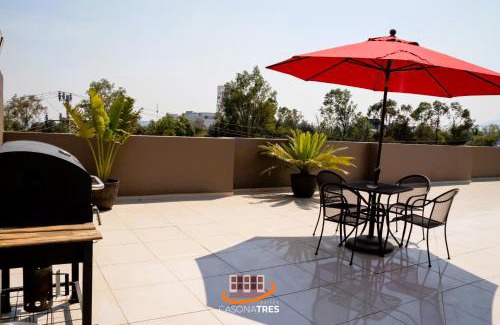 Ciudad Lopez Mateos Apartment | S06 DOBLE CAMA MATRIMONIAL Premium Suite Frente al TEC CEM con Cocineta WiFi Balcón Parking Terraza