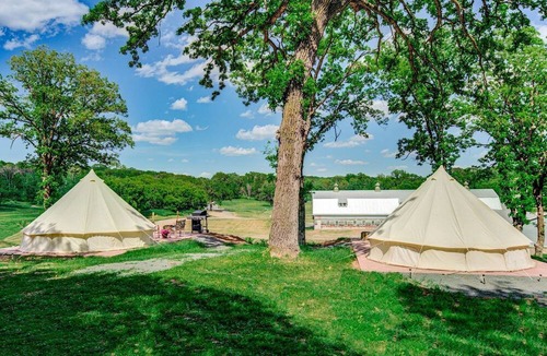 St Croix Falls RV Rental | Charming Tent with Fire Fit and Barbecue in Saint Croix Falls, Wisconsin