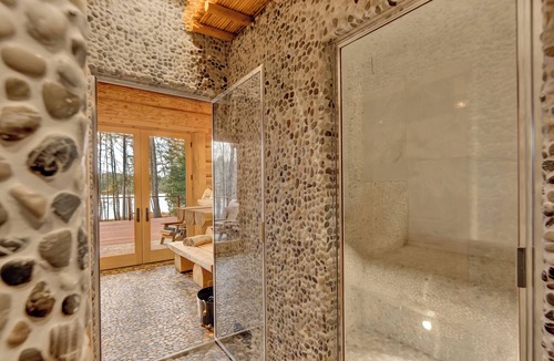 Blakeslee Cabin | Lakefront Handcrafted Cabin - Lux Sauna - Cedar Hot Tub - Game Room - Pool Table