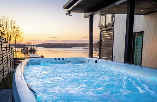 Bumpass Villa | Lakefront Luxury Villa w/Infinity Pool, Swim Spa