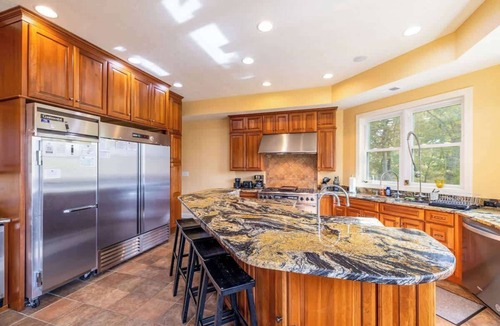 Bentonville House | Riverbend Lodge Spacious Riverfront Home with Hot Tub, Pool & Mountain view