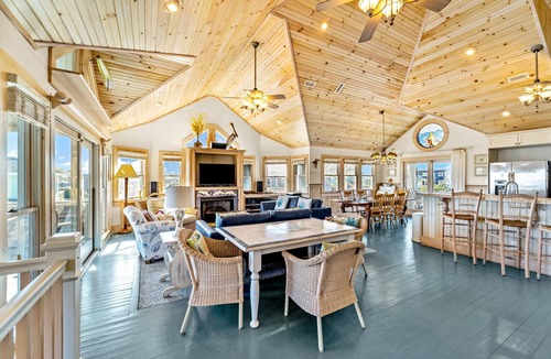 Hatteras House | Sprawling & luxe home with pool, hot tub, balconies, grill, game room, & AC