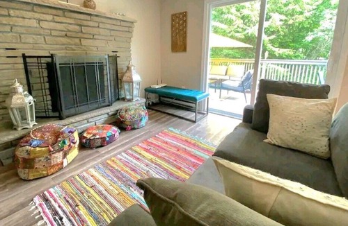 Long Pond Ski Chalet | Streamside Chalet- 5 bedrooms, 5 minute walk to lake, Fireplace, Firepit